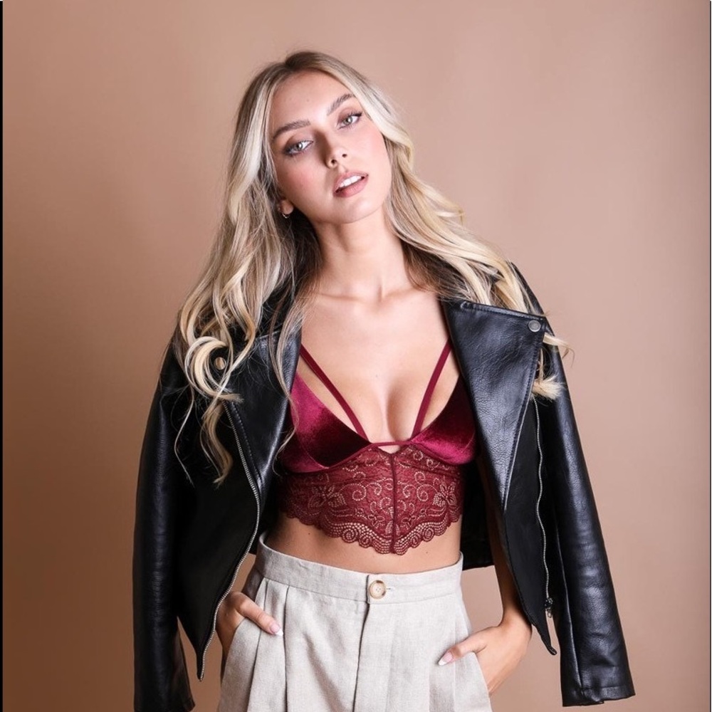 Velvet Longline Lace Bralette
